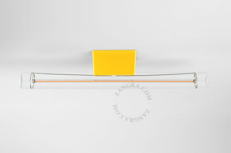 Żółta lampa ścienno-sufitowa z przezroczystą żarówką S14D, 50 cm - Zangra