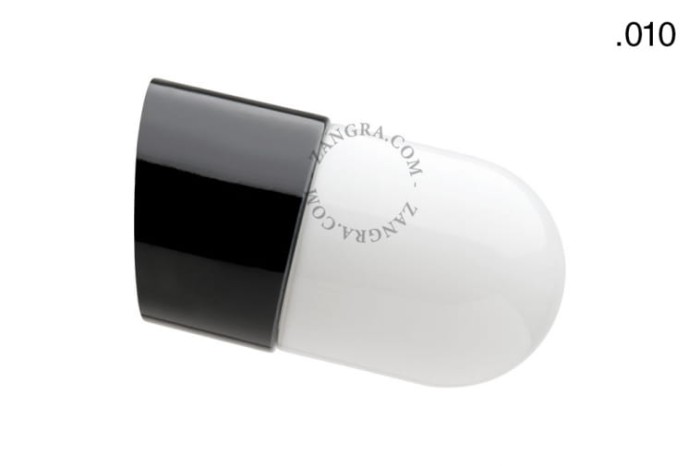 Wodoodporna lampa porcelanowa czarna  klosz 010 opal szkło - Zangra