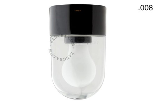 Lampa łazienkowa porcelanowa  klosz 008 przezroczyste szkło. - Zangra