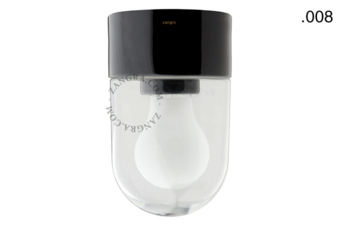 Lampa łazienkowa porcelanowa  klosz 008 przezroczyste szkło. - Zangra