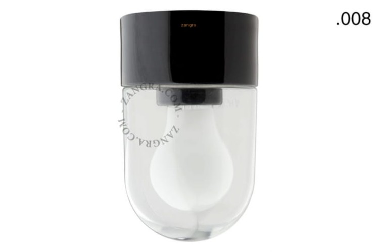 Lampa łazienkowa porcelanowa  klosz 008 przezroczyste szkło. - Zangra