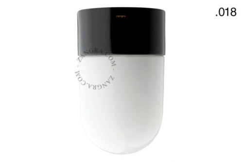 Lampa porcelanowa czarna, klosz 018 szkło opalowe- Zangra