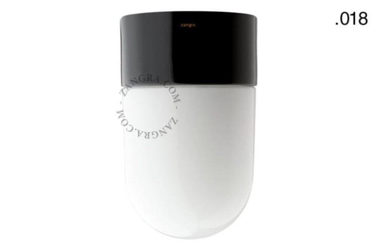 Lampa porcelanowa czarna, klosz 018 szkło opalowe- Zangra