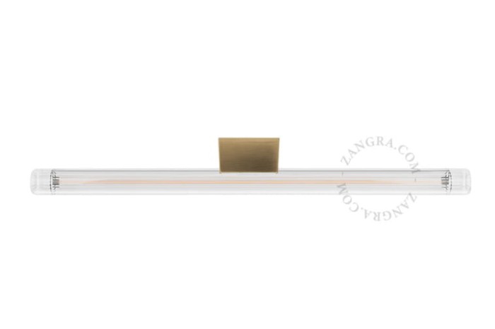 Lampa STICK mosiężna + szkło przezroczyste żebrowane LED 30 cm - Zangra