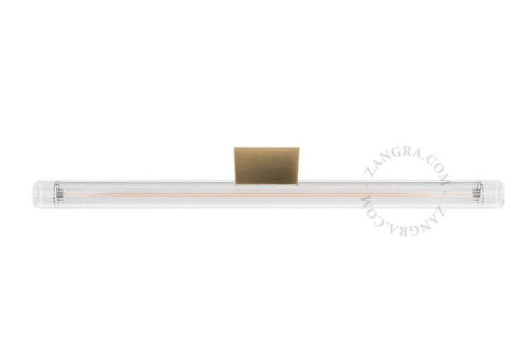 Lampa STICK mosiężna + szkło przezroczyste żebrowane LED 30 cm - Zangra