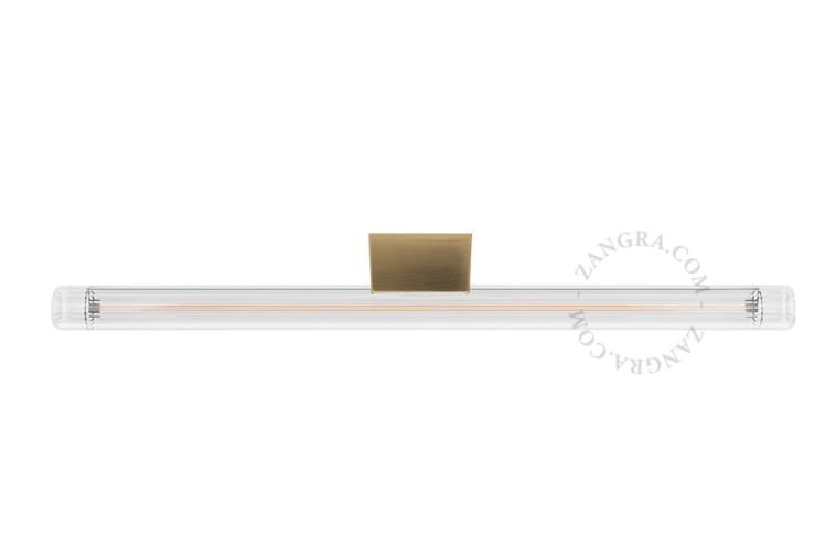 Lampa STICK mosiężna + szkło przezroczyste żebrowane LED 30 cm - Zangra
