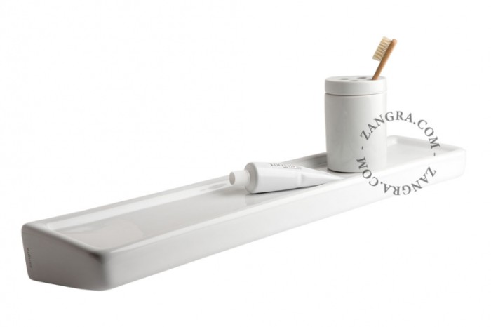 biała porcelanowa półka łazienkowa- biała