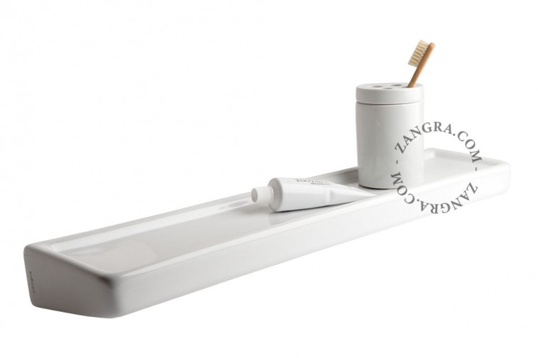 biała porcelanowa półka łazienkowa- biała