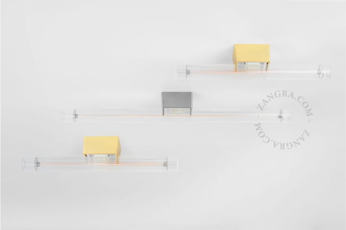 Lampa STICK  chrom + szkło przezroczyste żebrowane LED 30cm - Zangra