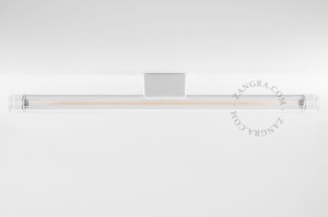 Biała porcelanowa oprawka ze świetlówką, szkło przezroczyste żebrowane 50 cm- Zangra