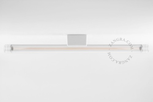 Biała porcelanowa oprawka ze świetlówką, szkło przezroczyste żebrowane 30cm- Zangra