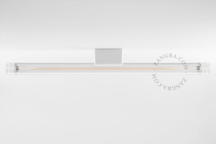 Biała porcelanowa oprawka ze świetlówką, szkło przezroczyste żebrowane 30cm- Zangra