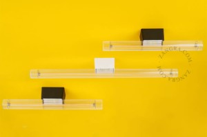 Czarny metalowa oprawka CRYSTAL ze świetlówką, szkło przezroczyste żebrowane - Zangra