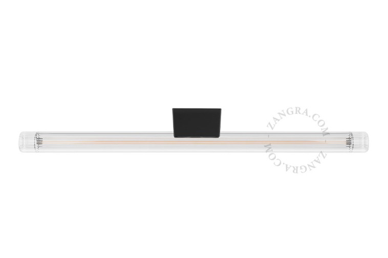 Czarna metalowa oprawka CRYSTAL ze świetlówką, szkło przezroczyste żebrowane 50cm - Zangra