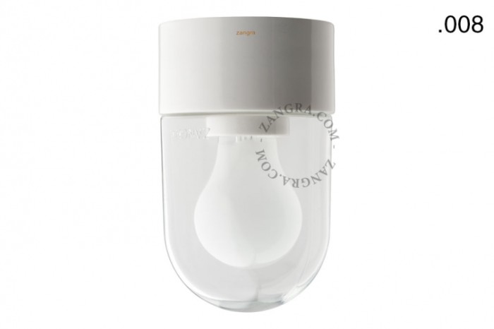 Lampa łazienkowa porcelanowa  klosz 008 przezroczyste szkło. - Zangra