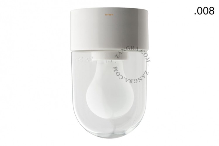 Lampa łazienkowa porcelanowa  klosz 008 przezroczyste szkło. - Zangra