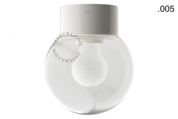 Lampa łazienkowa porcelanowa  klosz 005 przezroczyste szkło. - Zangra