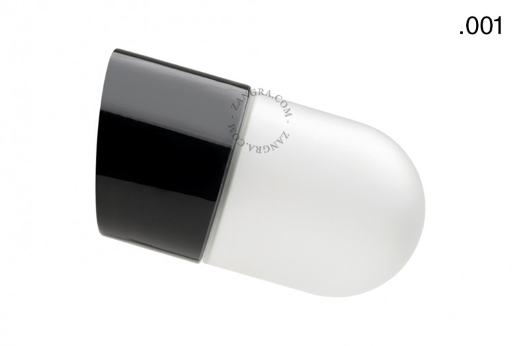 Wodoodporna lampa porcelanowa czarna klosz 001 matowe szkło - Zangra