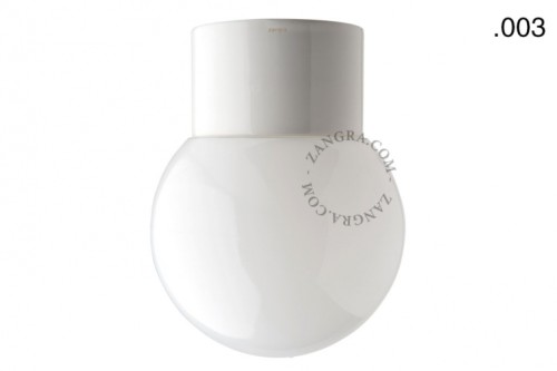 Wodoodporna lampa porcelanowa biała klosz 003 opal szkło - Zangra