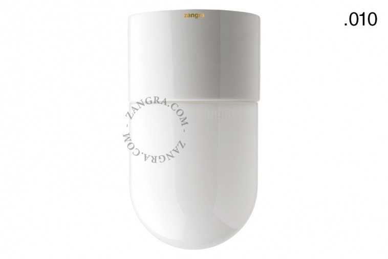 Wodoodporna lampa porcelanowa biała klosz 010 opal szkło - Zangra