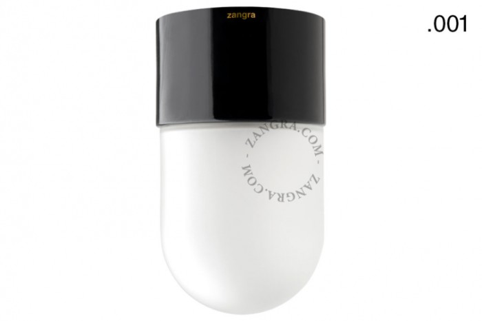 Wodoodporna lampa porcelanowa czarna klosz 001 matowe szkło - Zangra