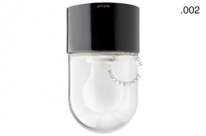 Wodoodporna lampa porcelanowa czarna klosz 002 przezroczyste szkło - Zangra