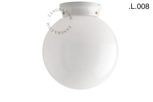 Biała porcelanowa lampa Art Deco CHAELLA klosz L 008 opal szkło - Zangra