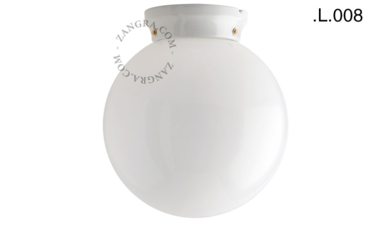 Biała porcelanowa lampa Art Deco CHAELLA klosz L 008 opal szkło - Zangra