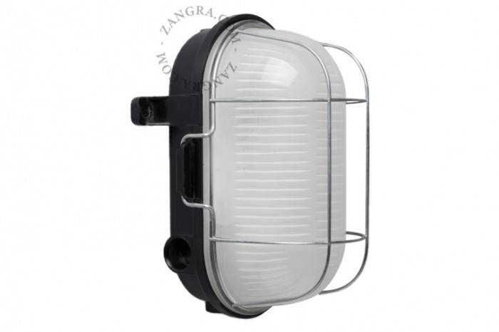 Kinkiet zewnętrzny BULKHEAD czarny opalowe szkło - Zangra