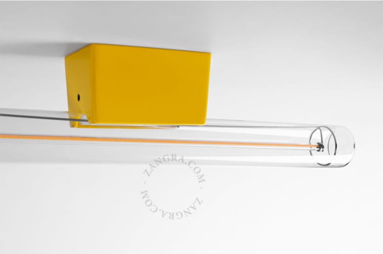 Żółta lampa ścienno-sufitowa z przezroczystą żarówką S14D, 50 cm - Zangra