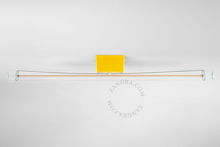 Żółta lampa ścienno-sufitowa z przezroczystą żarówką S14D, 50 cm - Zangra