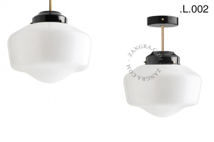 Lampa sufitowa 128.b.go, czarna/mosiądz  klosz 002 -Zangra