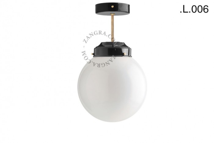 Lampa sufitowa 128.b.go, czarna/mosiądz  klosz 006 -Zangra