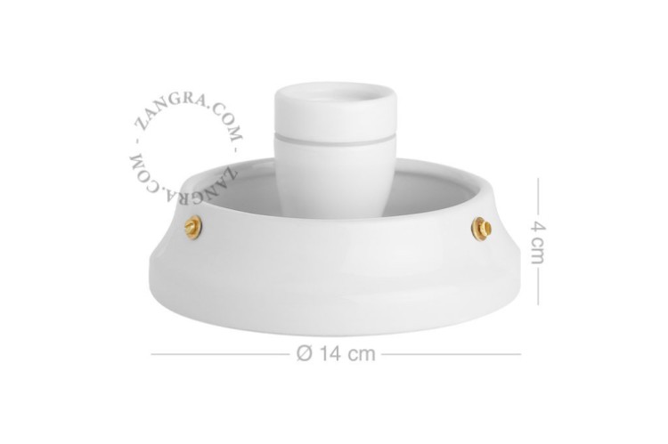 Biała lampa porcelanowa sufitowa ze szklanym kloszem, L.002 - Zangra