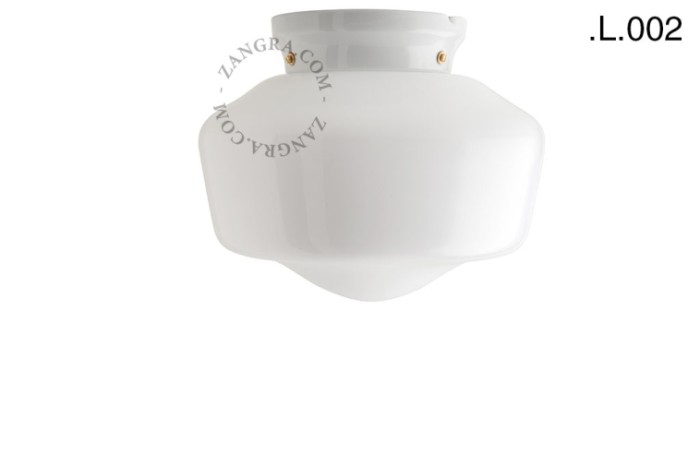 Biała lampa porcelanowa sufitowa ze szklanym kloszem, L.002 - Zangra