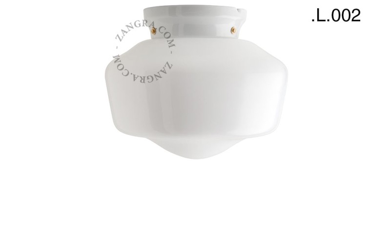 Biała lampa porcelanowa sufitowa ze szklanym kloszem, L.002 - Zangra