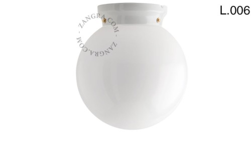 Biała lampa porcelanowa sufitowa ze szklanym kloszem, L.006 - Zangra