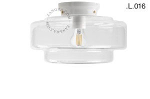 Biała lampa porcelanowa  ze szklanym kloszem, Art Deco CHAELLA L.016 - Zangra