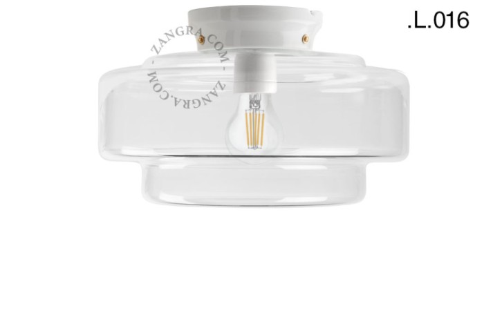 Biała lampa porcelanowa  ze szklanym kloszem, Art Deco CHAELLA L.016 - Zangra