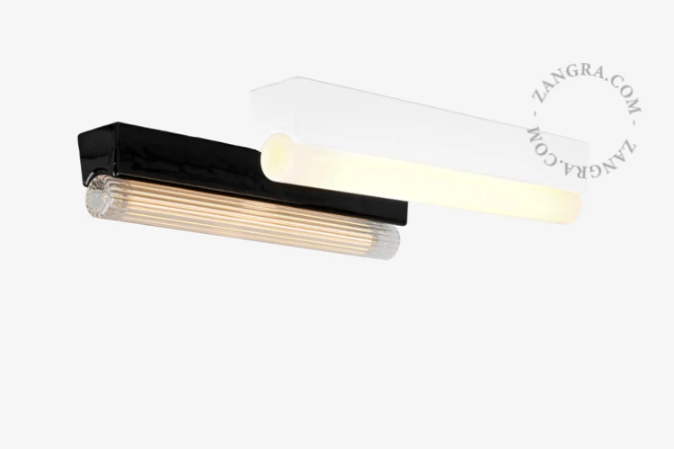 Lampa STICK DENIS  czarna porcelana, opal 30 - Zangra
