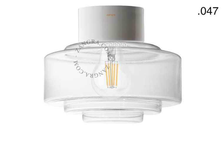 Lampa  porcelanowa klosz 047 przezroczyste szkło - Zangra