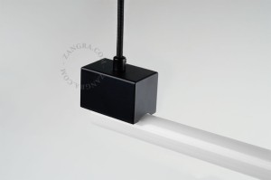 Czarna lampa liniowa wisząca BRUNO żarówka LED 100 cm - szkło opalowe - Zangra