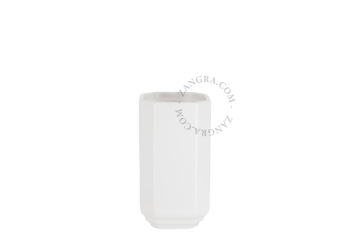 Uchwyt porcelanowy na szczotkę biały Art Deco BECCA - Zangra