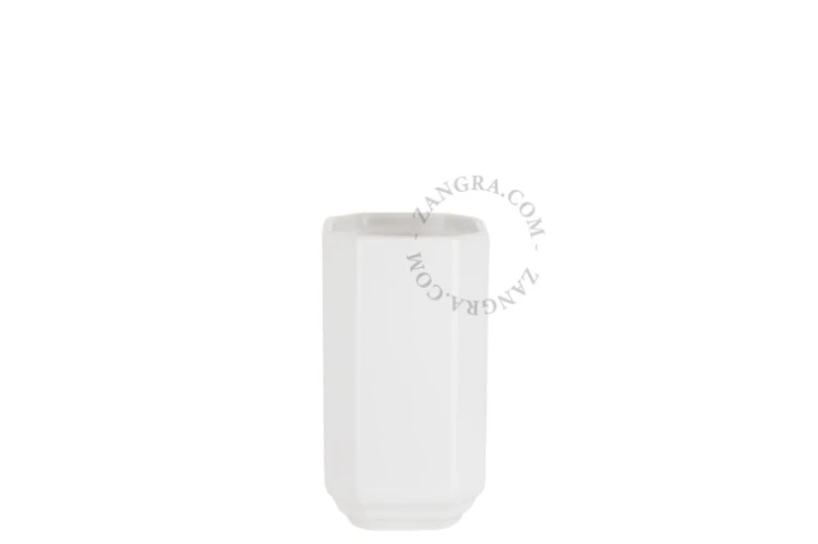 Uchwyt porcelanowy na szczotkę biały Art Deco BECCA - Zangra