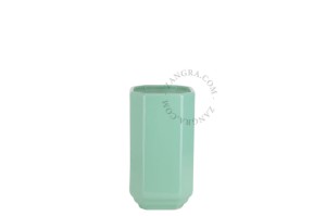 Uchwyt porcelanowy na szczotkę miętowy Art Deco BECCA - Zangra