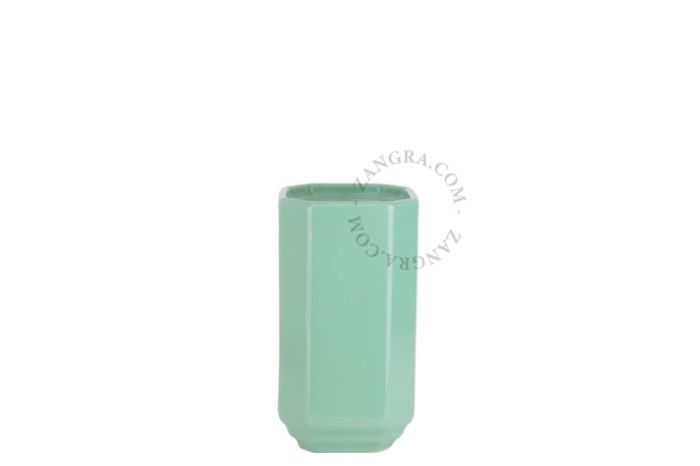 Uchwyt porcelanowy na szczotkę miętowy Art Deco BECCA - Zangra