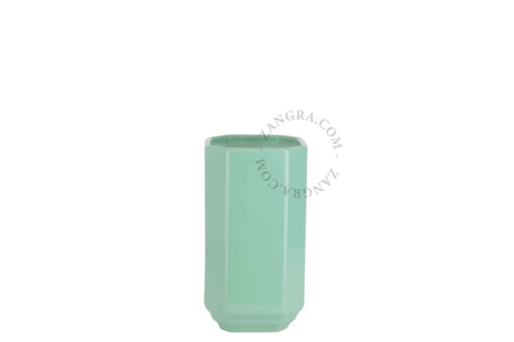 Uchwyt porcelanowy na szczotkę miętowy Art Deco BECCA - Zangra