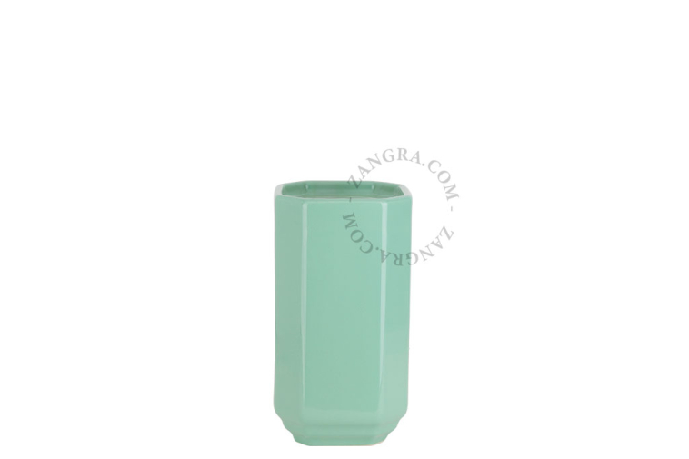 Uchwyt porcelanowy na szczotkę miętowy Art Deco BECCA - Zangra