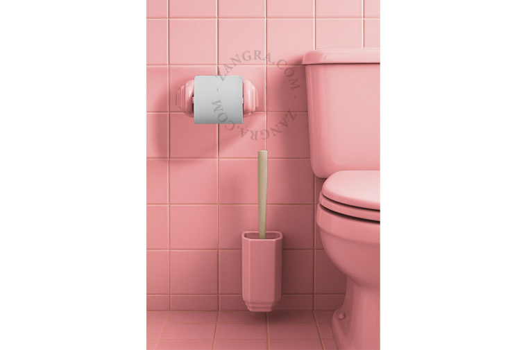 Uchwyt porcelanowy na szczotkę różowy Art Deco BECCA - Zangra
