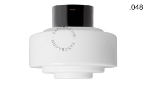 Lampa  porcelanowa czarna klosz 048 szkło opalowe - Zangra